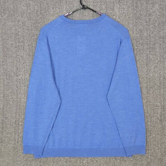 Turnbury Sweater Mens 3XT Blue Extra Fine Merino Wool V-Neck Pullover - Picture 7 of 12